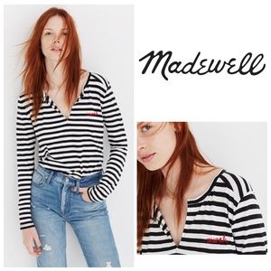 MADEWELL Embroidered Whisper Tee in Estelle Stripe